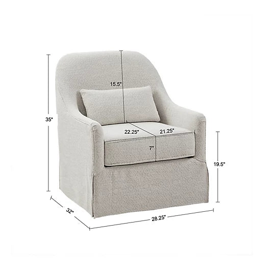 FF Theo Swivel Glider Chair in Ivory/Black